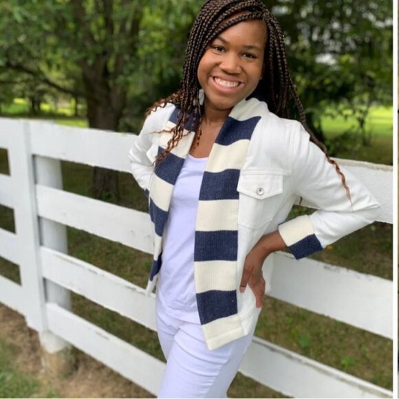 Pearly Vine Unique Sweater Denim Jean Jacket Size S - Picture 8 of 8